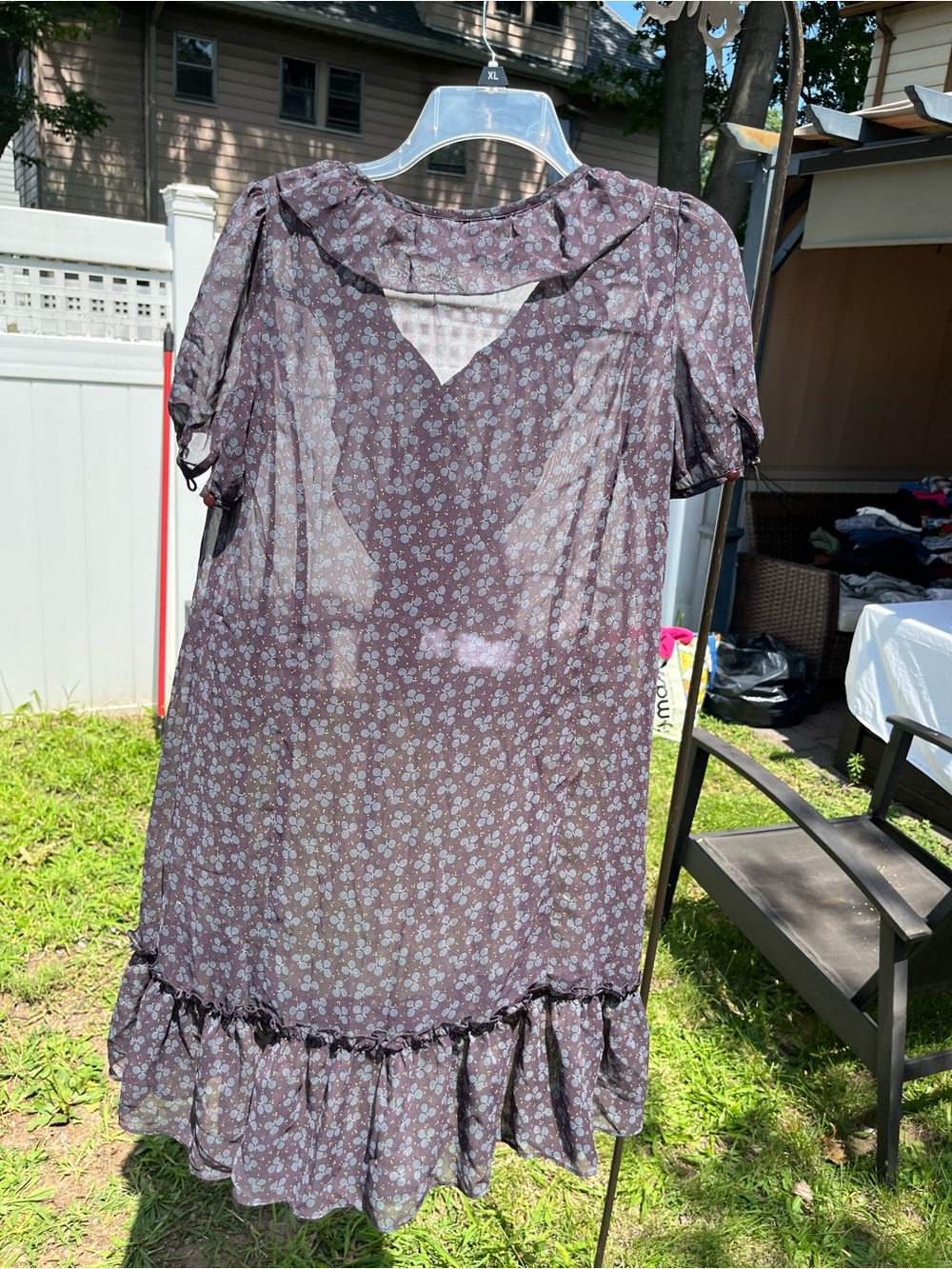 2ME Floral Ruffle Hem Short Sleeve Dress in Mauve